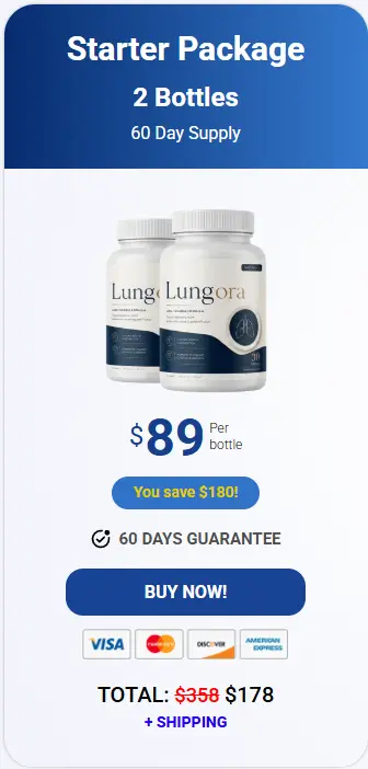 Lungora respiratory wellness supplement 1 bottle package