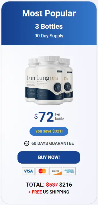 Lungora respiratory wellness supplement 3 bottle package